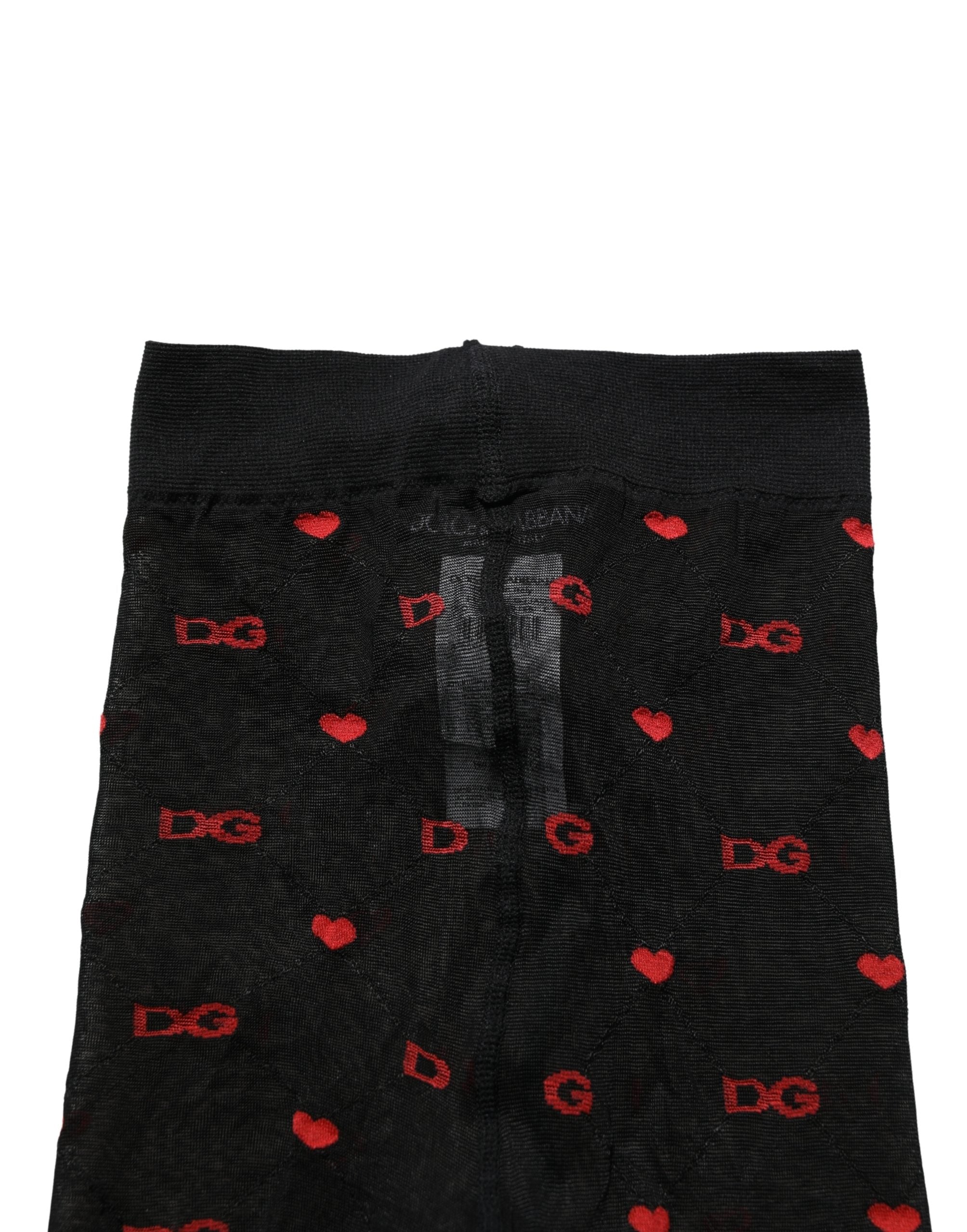 Black Nylon Hearts Tights Stocking Pantyhose Socks