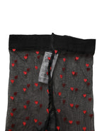 Black Nylon Hearts Tights Stocking Pantyhose Socks
