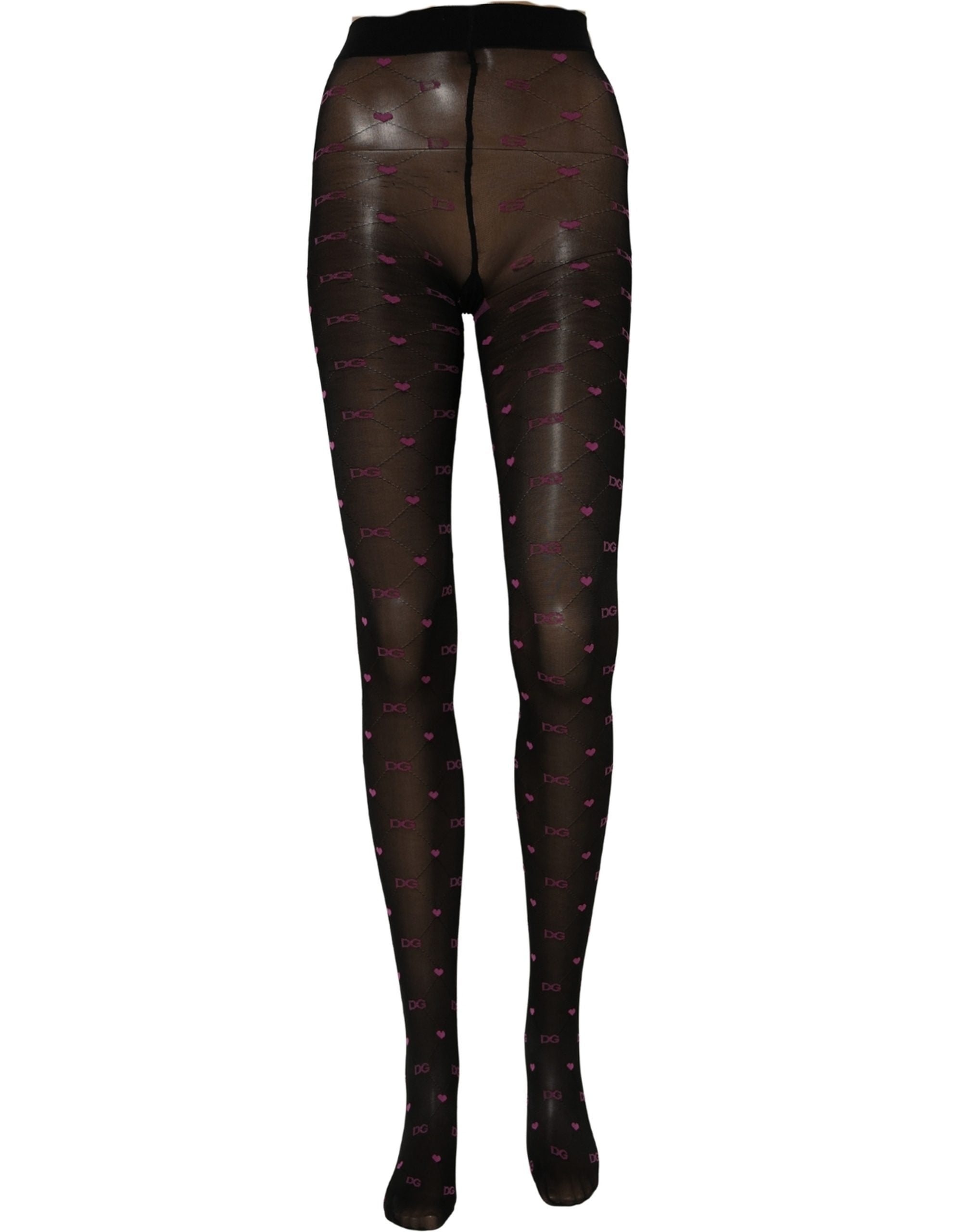 Black Nylon Hearts Tights Stocking Pantyhose Socks
