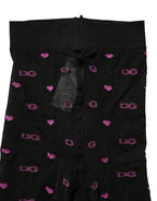 Black Nylon Hearts Tights Stocking Pantyhose Socks