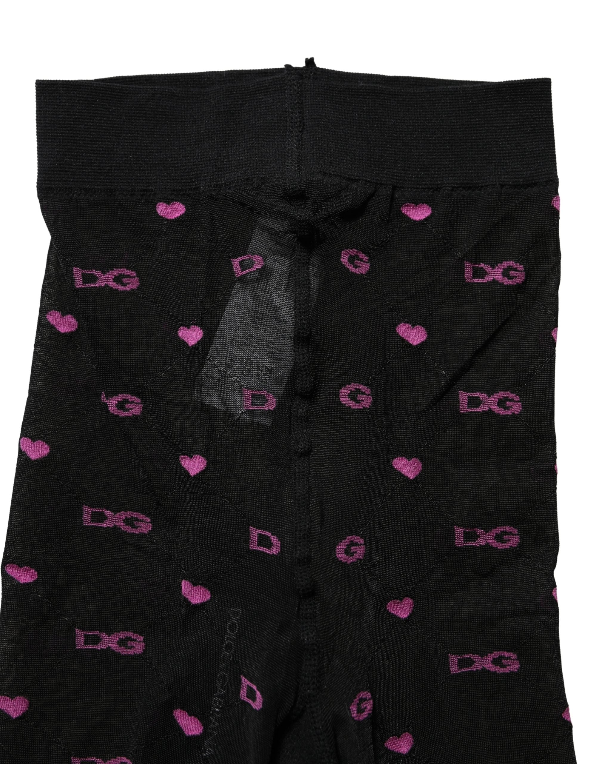 Black Nylon Hearts Tights Stocking Pantyhose Socks