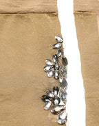 Brown Stretch Floral Clear Crystal Stockings Socks