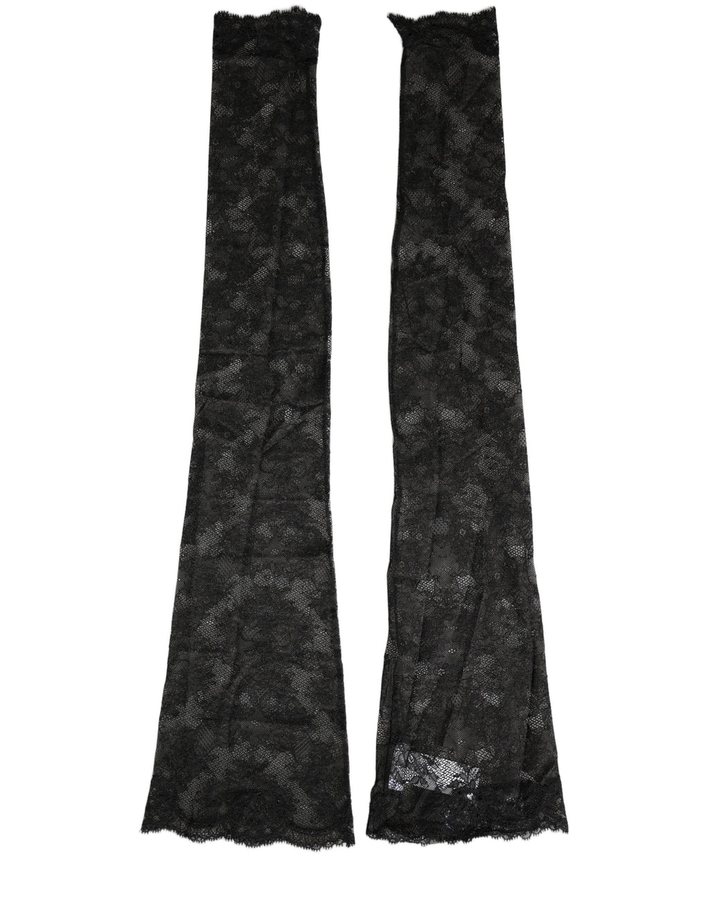 Black Floral Lace Nylon Stretch Knee High Socks