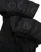 Black Nylon Logo Calf Long Women Accessory Socks