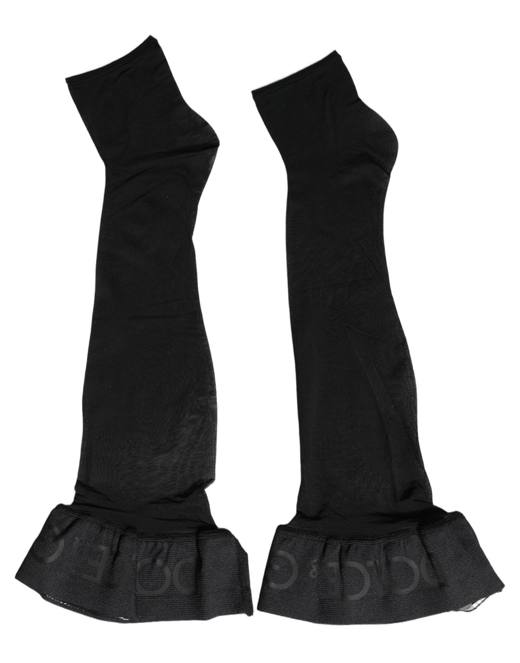 Black Nylon Logo Calf Long Women Accessory Socks