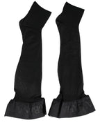 Black Nylon Logo Calf Long Women Accessory Socks