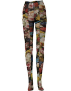 Black Floral Print Tights Sheer Stockings Socks