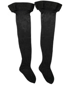 Black Nylon Logo Calf Long Women Accessory Socks