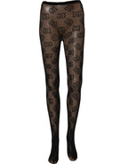Black All Over Print Sheer Stretch Tights Socks