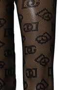 Black All Over Print Sheer Stretch Tights Socks