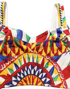 Multicolor Silk Carretto Print Cropped Tank Top