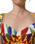 Multicolor Silk Carretto Print Cropped Tank Top