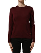Maroon Wool Knitted CrewNeck Pullover Sweater