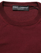 Maroon Wool Knitted CrewNeck Pullover Sweater