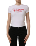 White Floral Logo Print Crew Neck T-shirt