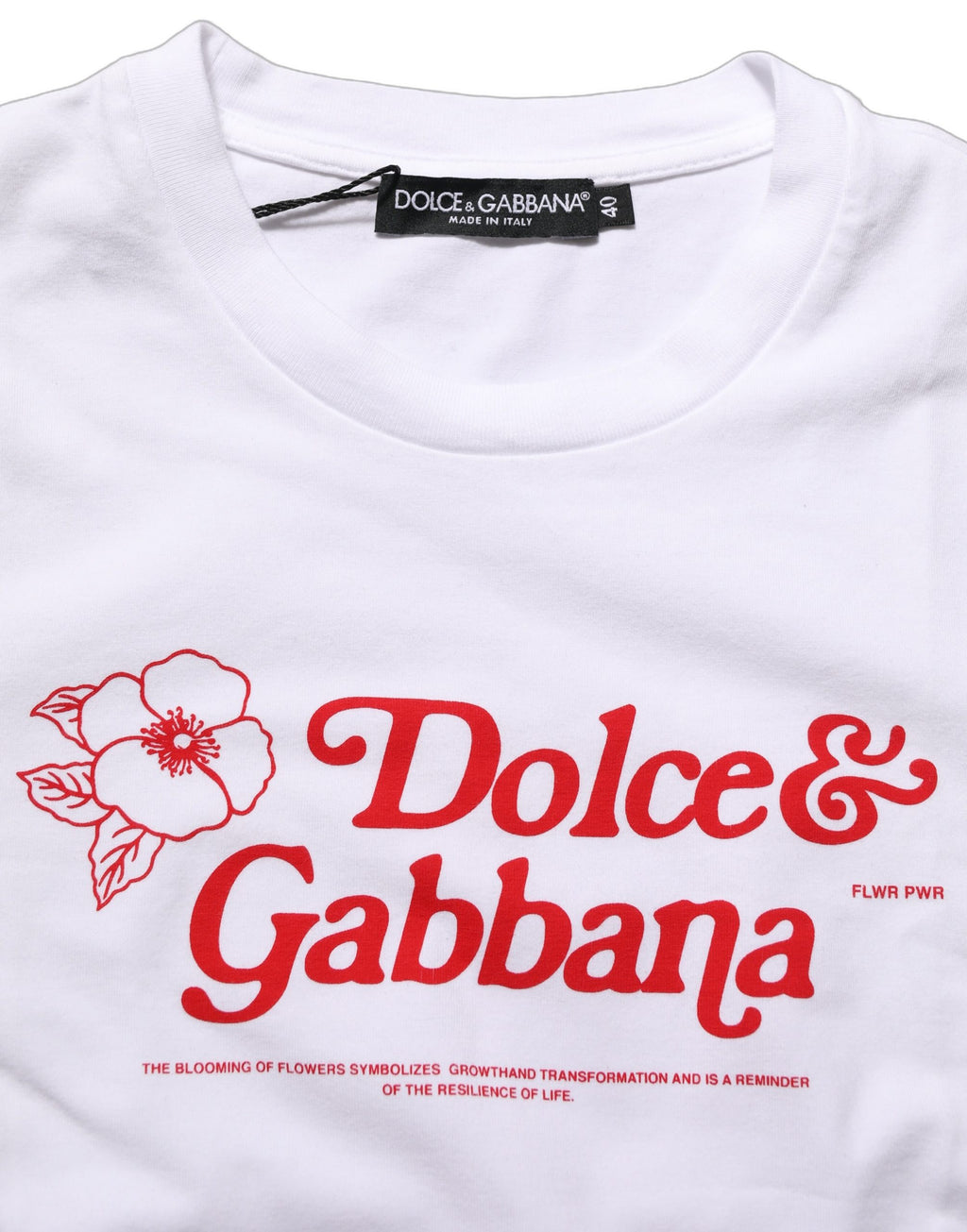 White Floral Logo Print Crew Neck T-shirt