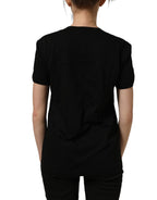 Black Cotton Crew Neck Short Sleeves T-shirt