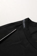 Black Cotton Crew Neck Short Sleeve T-shirt