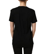 Black Cotton Crew Neck Short Sleeves T-shirt