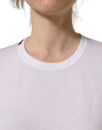 White Cotton Crew Neck Short Sleeves T-shirt