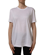 White Cotton Crew Neck Short Sleeves T-shirt
