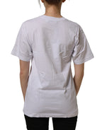 White Cotton Gold DG Logo Crew Neck T-shirt