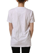 White Cotton Crew Neck Short Sleeves T-shirt