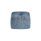 Blue Cotton Mini Skirt