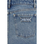 Blue Cotton Mini Skirt