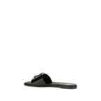 Black Calf Leather Bos Taurus Flat Sandals