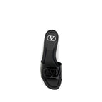 Black Calf Leather Bos Taurus Flat Sandals