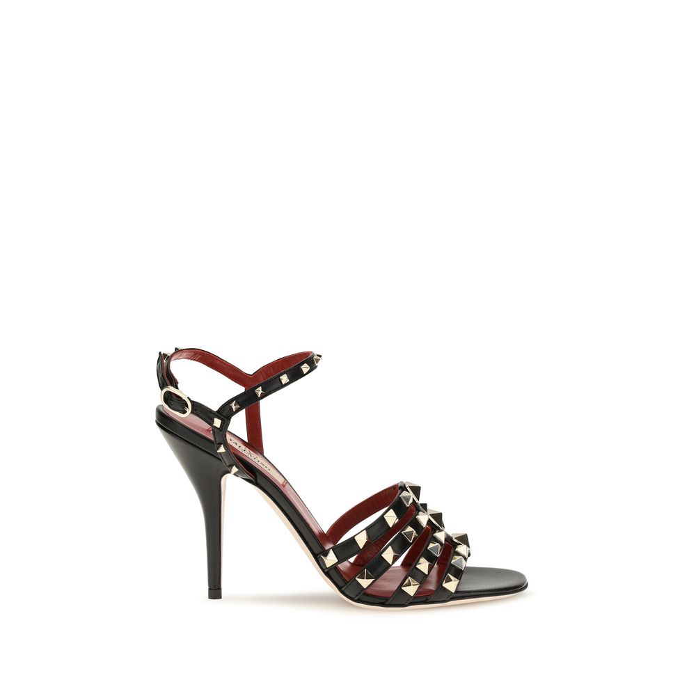 Black Goatskin Stiletto Heel Sandals