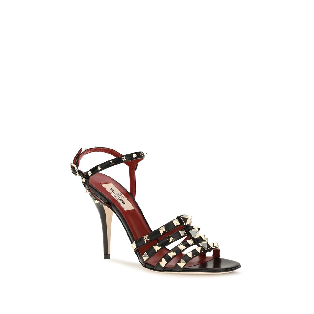 Black Goatskin Stiletto Heel Sandals