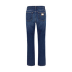 Blue Cotton Straight-Leg Jeans