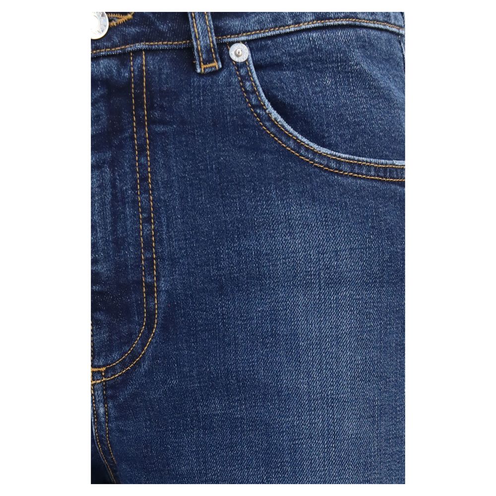 Blue Cotton Straight-Leg Jeans