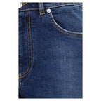 Blue Cotton Straight-Leg Jeans