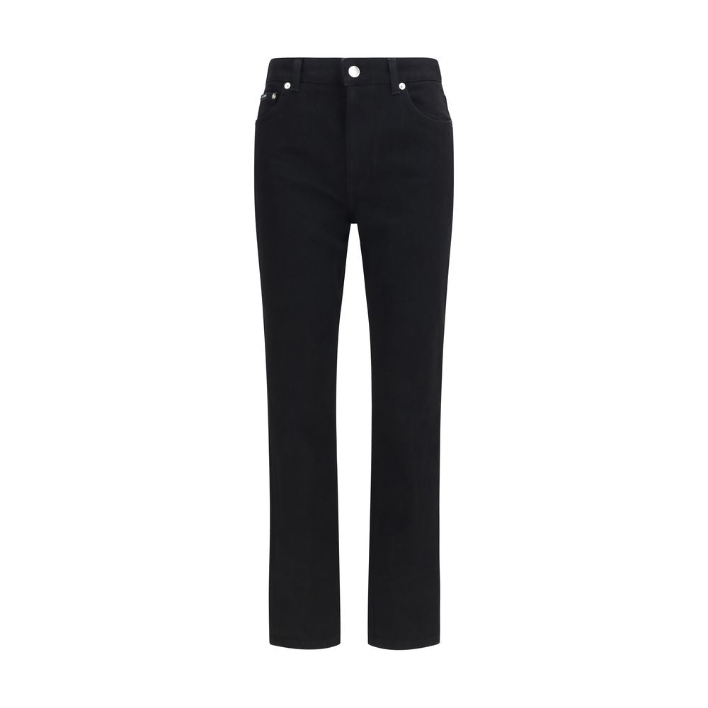 Black Cotton Straight-Leg Jeans