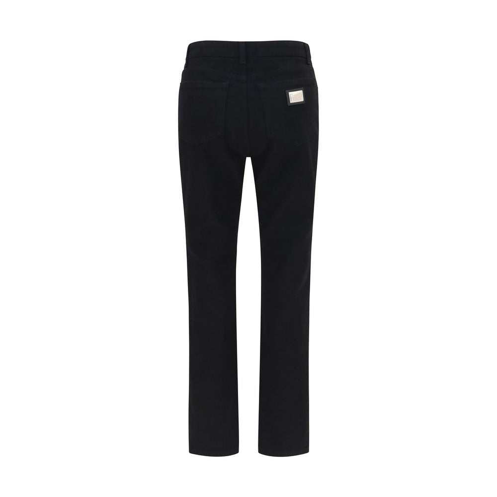 Black Cotton Straight-Leg Jeans