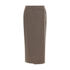 Brown Silk Long Skirt