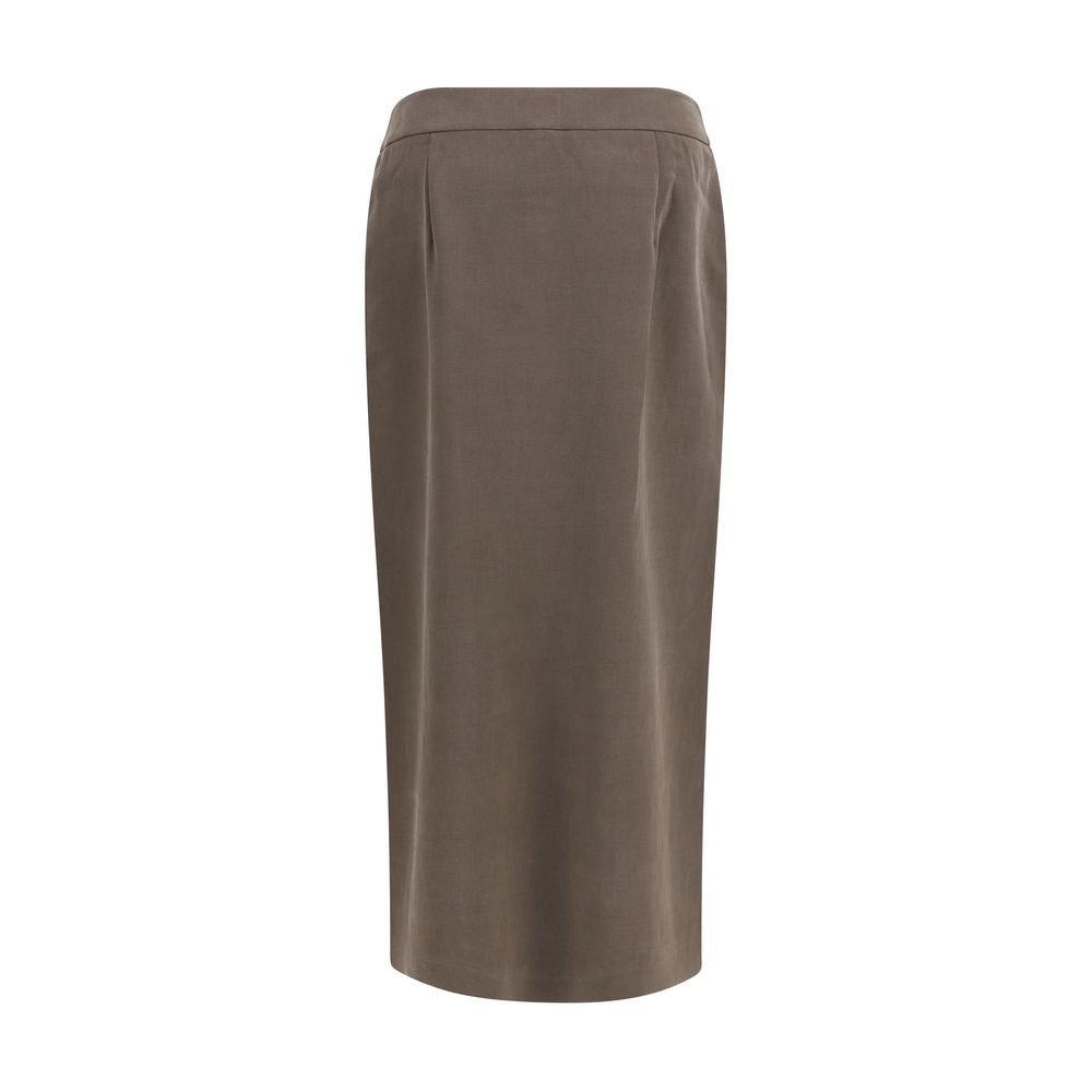 Brown Silk Long Skirt