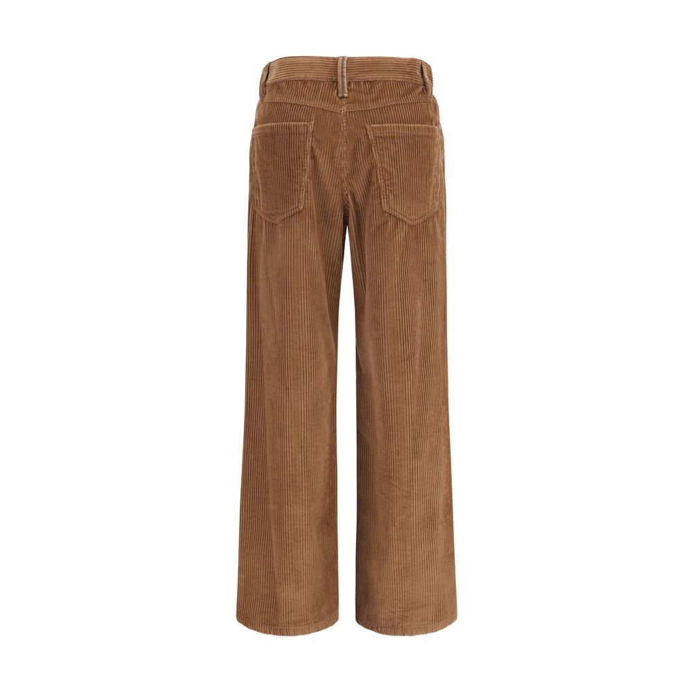 Brown Cotton Casual Pants