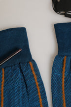 Men Blue Cotton Stretch Mid Calf Accessory Socks