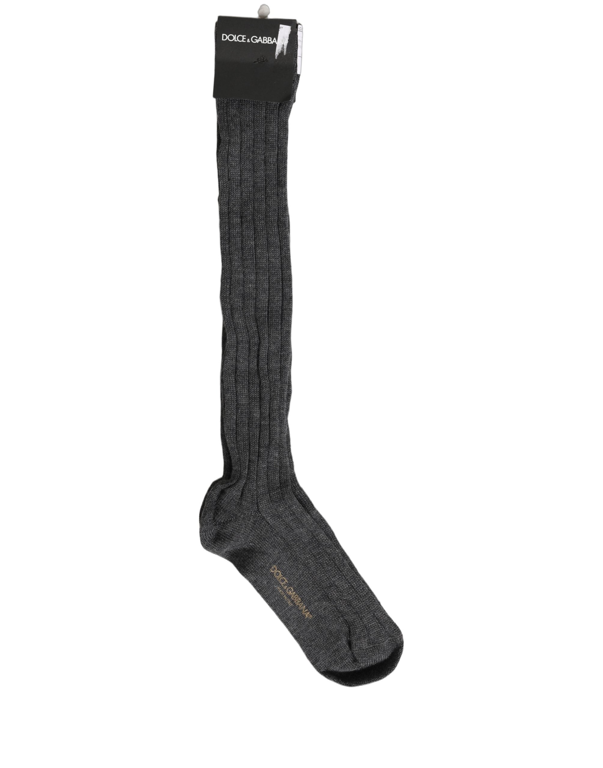 Gray Wool Blend Over The Calf Accessory Socks