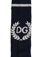 Men Navy Blue DG Logo Mid Calf Accessory Socks