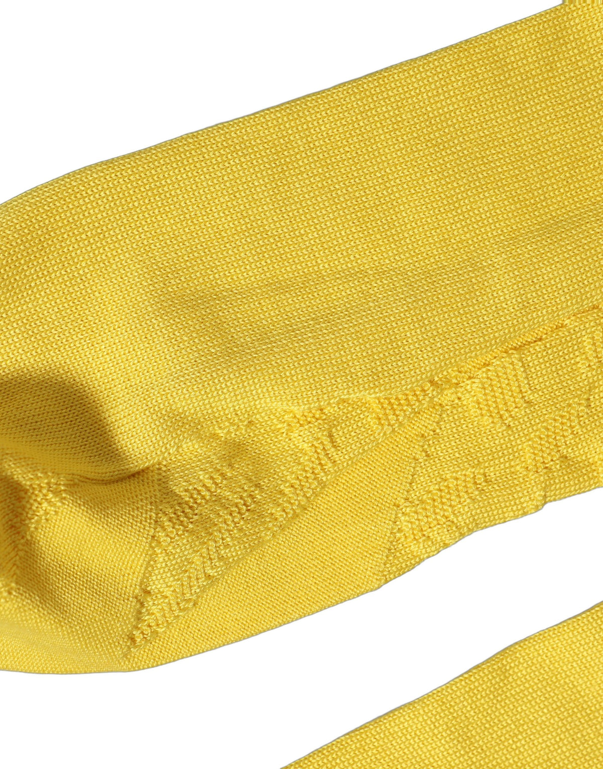 Men Yellow 100% Silk Mid Calf Accessory Socks