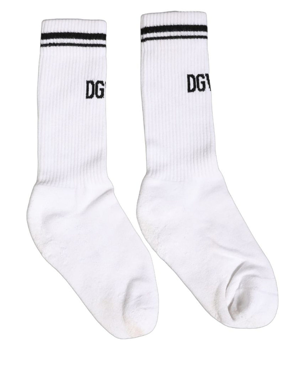 Men White DGVIB3 Cotton Mid Calf Accessory Socks
