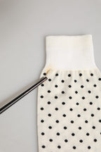 Off White Cotton Polka Dot Mid Calf Accessory Socks
