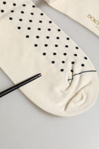Off White Cotton Polka Dot Mid Calf Accessory Socks