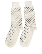 Off White Cotton Polka Dot Mid Calf Accessory Socks
