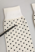 Off White Cotton Polka Dot Mid Calf Accessory Socks